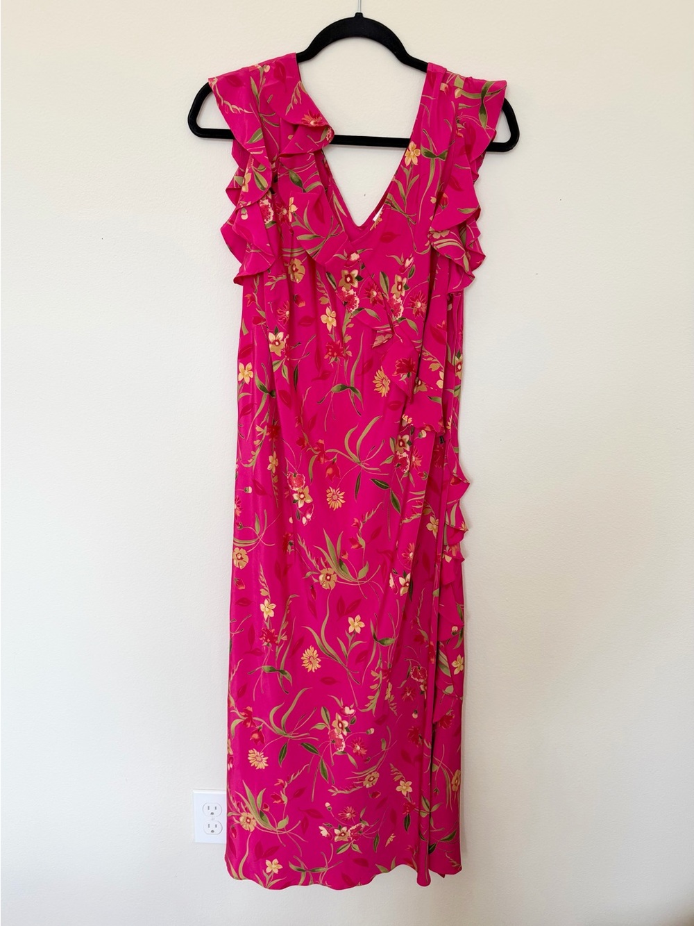 Silk Assets by Diane von Furstenberg Pink Silk Floral Ruffle Dress